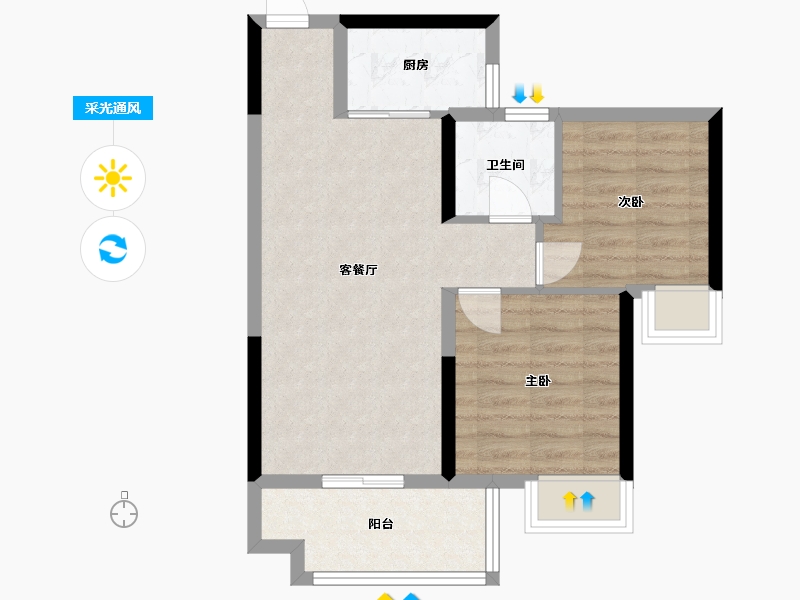 湖北省-宜昌市-银河·东湖雅居-58.50-户型库-采光通风