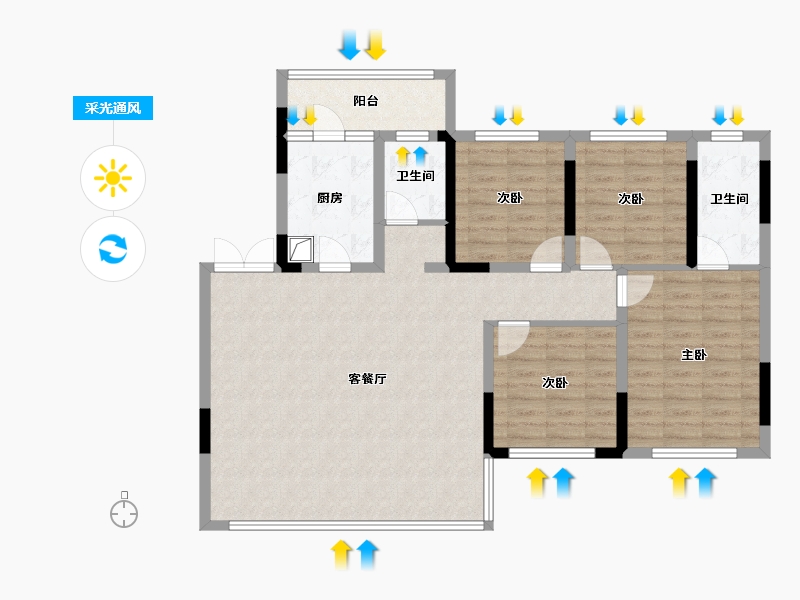 四川省-眉山市-永兴铂金汇-93.84-户型库-采光通风