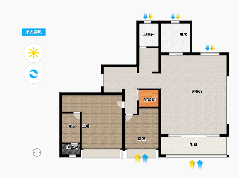 山东省-青岛市-璀璨璟园-135.99-户型库-采光通风