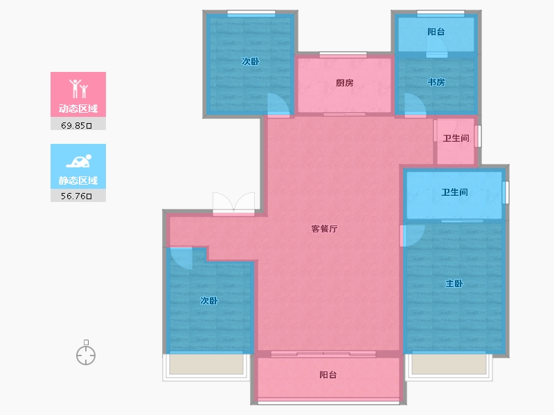 陕西省-西安市-未央城建龙湖·粼云天序-114.15-户型库-动静分区