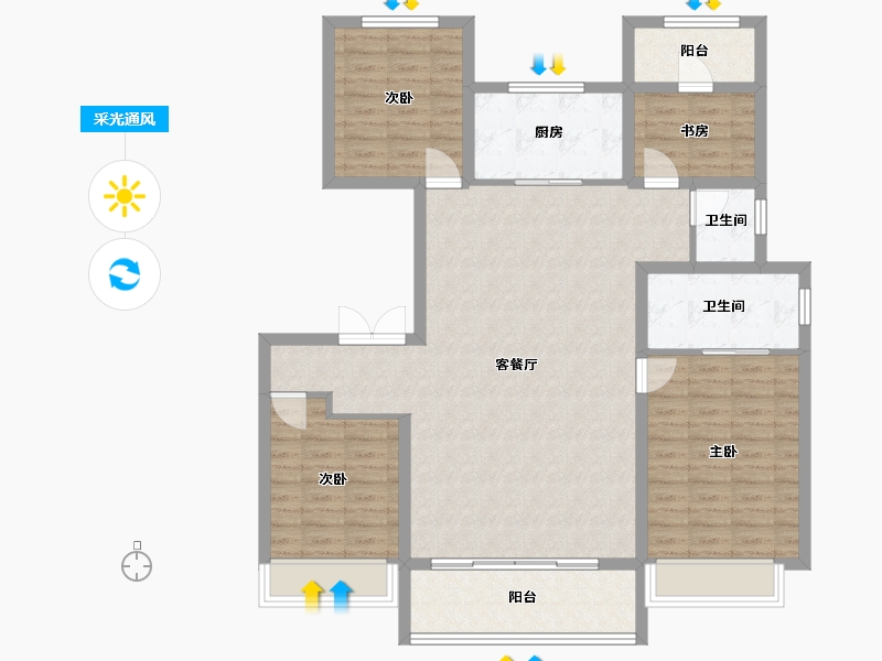 陕西省-西安市-未央城建龙湖·粼云天序-114.15-户型库-采光通风