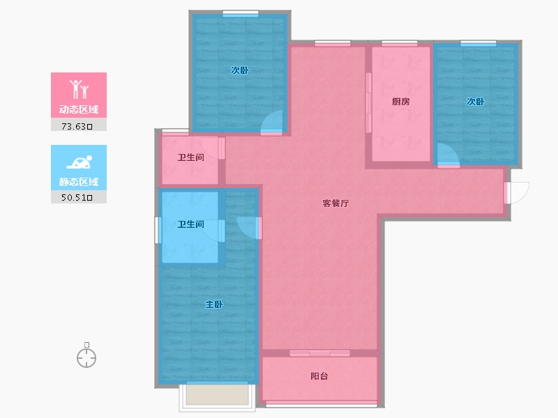 陕西省-西安市-和平璟苑-110.82-户型库-动静分区