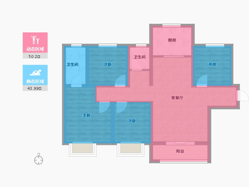 陕西省-西安市-万科·雁鸣湖-82.68-户型库-动静分区