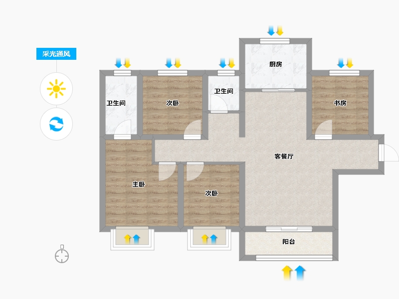 陕西省-西安市-万科·雁鸣湖-82.68-户型库-采光通风