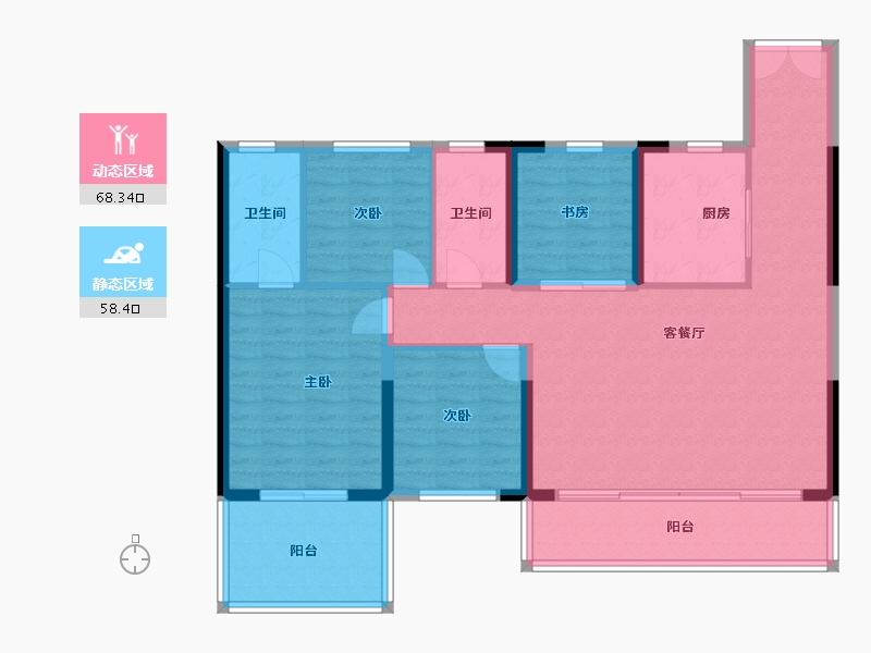 陕西省-西安市-金泰観棠樾-114.88-户型库-动静分区