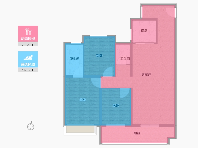 陕西省-西安市-未央城建龙湖·粼云天序-106.00-户型库-动静分区