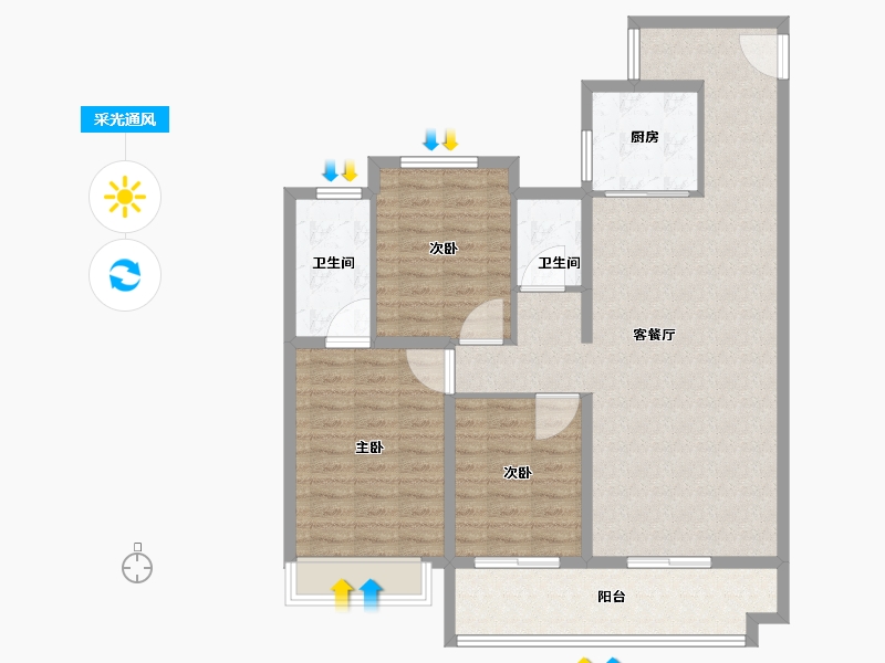 陕西省-西安市-未央城建龙湖·粼云天序-106.00-户型库-采光通风