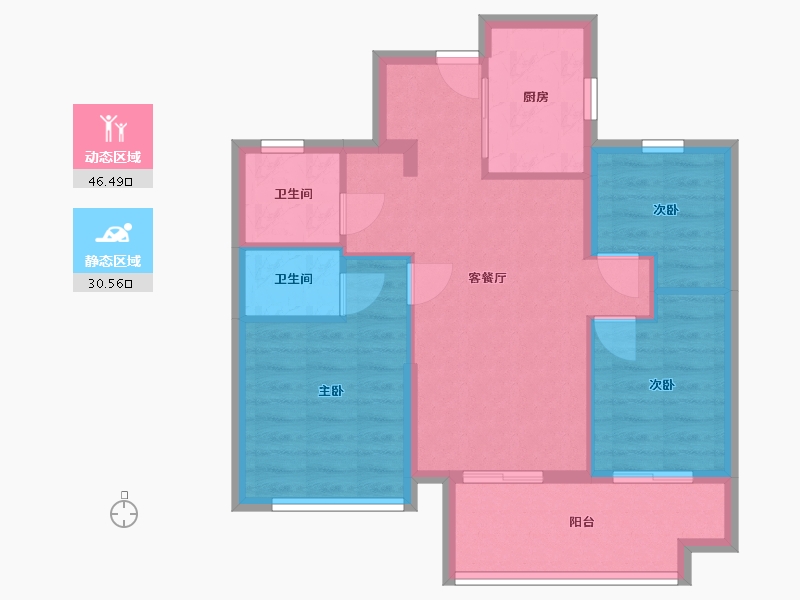 福建省-福州市-鼓楼里-72.00-户型库-动静分区