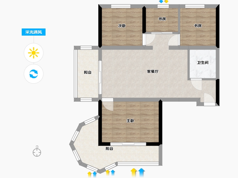 山西省-吕梁市-凯旋家园-99.43-户型库-采光通风