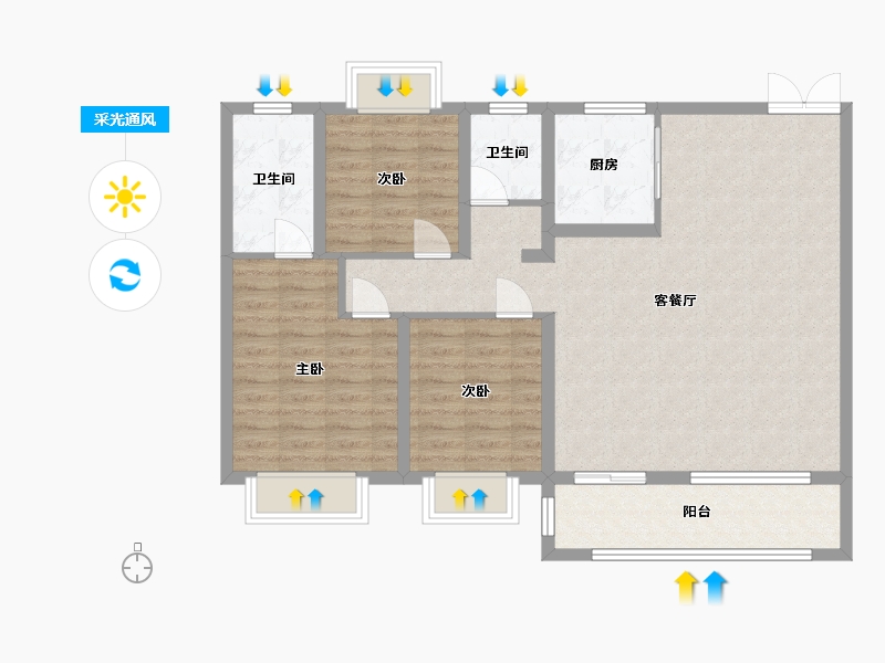 湖北省-武汉市-保利城七期云廷-97.57-户型库-采光通风