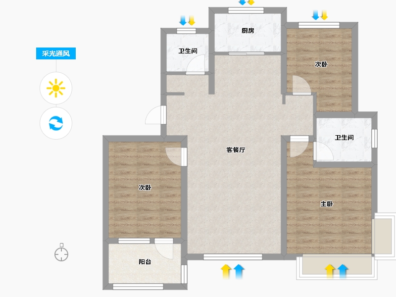 河北省-沧州市-君兰苑-123.00-户型库-采光通风