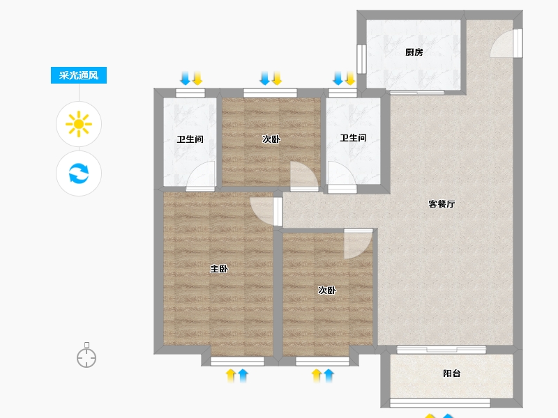 河北省-邢台市-青云府-76.80-户型库-采光通风