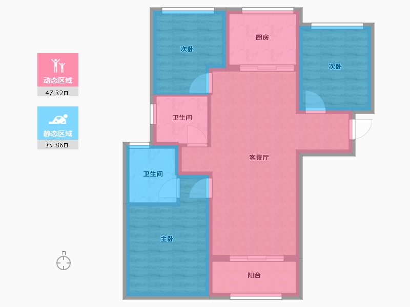 陕西省-西安市-万科·雁鸣湖-73.83-户型库-动静分区