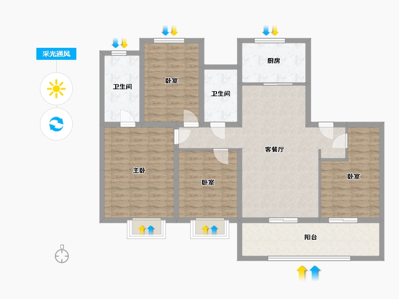 江苏省-盐城市-都汇壹号-114.40-户型库-采光通风