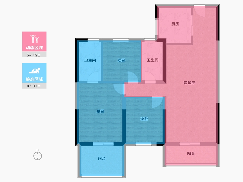 陕西省-西安市-金泰観棠樾-91.23-户型库-动静分区