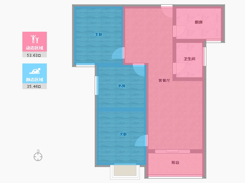 陕西省-西安市-和平璟苑-78.84-户型库-动静分区