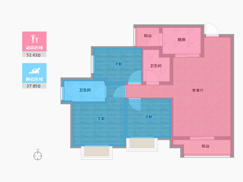 重庆-重庆市-保利和光尘樾-80.01-户型库-动静分区