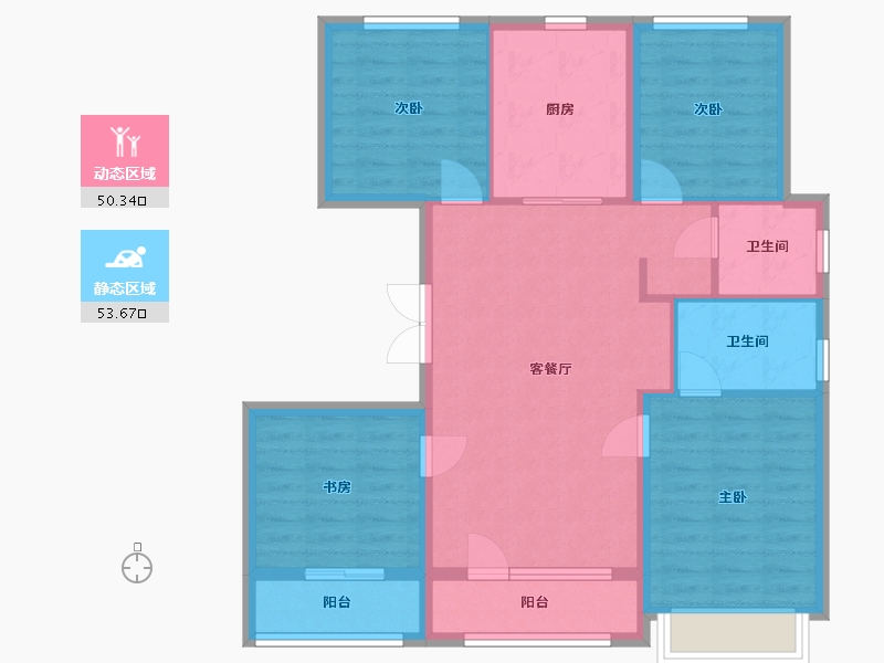 北京-北京市-北京建工·熙华台-93.26-户型库-动静分区