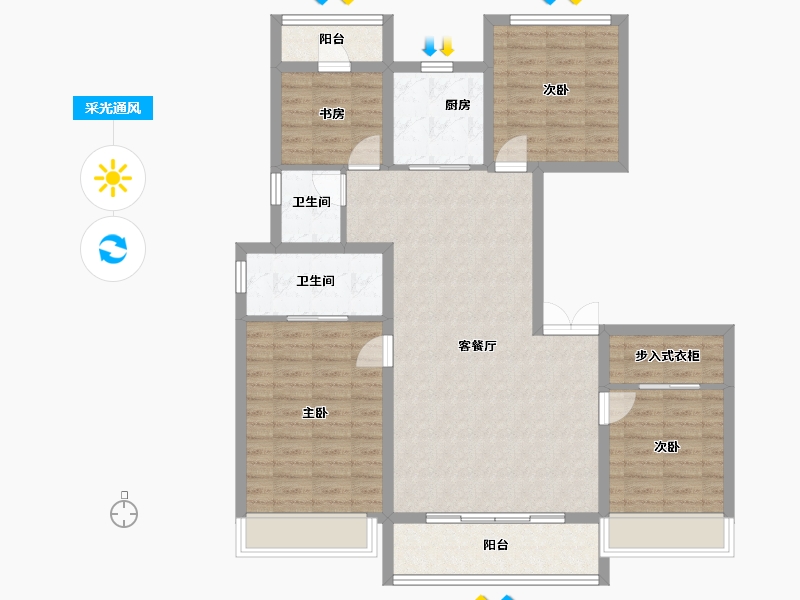 陕西省-西安市-未央城建龙湖·粼云天序-106.79-户型库-采光通风