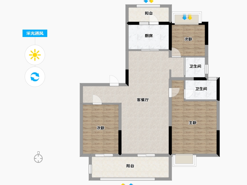 江苏省-镇江市-碧桂园滨江华府-110.40-户型库-采光通风