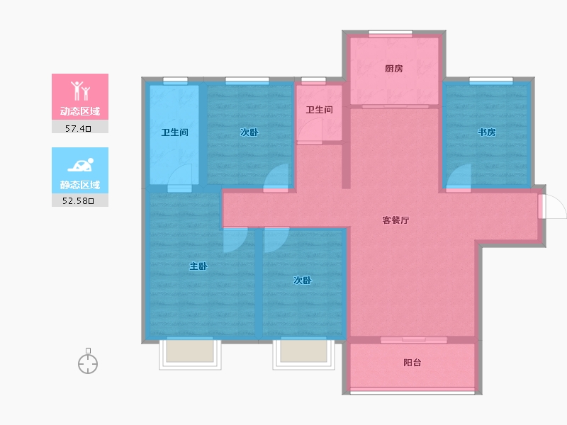 陕西省-西安市-万科·雁鸣湖-97.76-户型库-动静分区