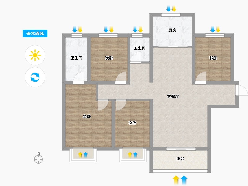 陕西省-西安市-万科·雁鸣湖-97.76-户型库-采光通风