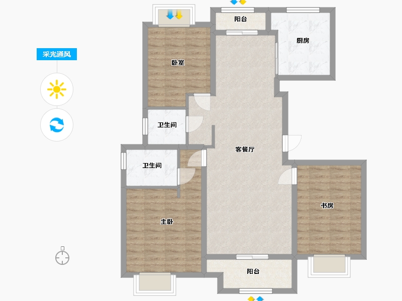 上海-undefined-陆家嘴·滴水涟岸-99.20-户型库-采光通风