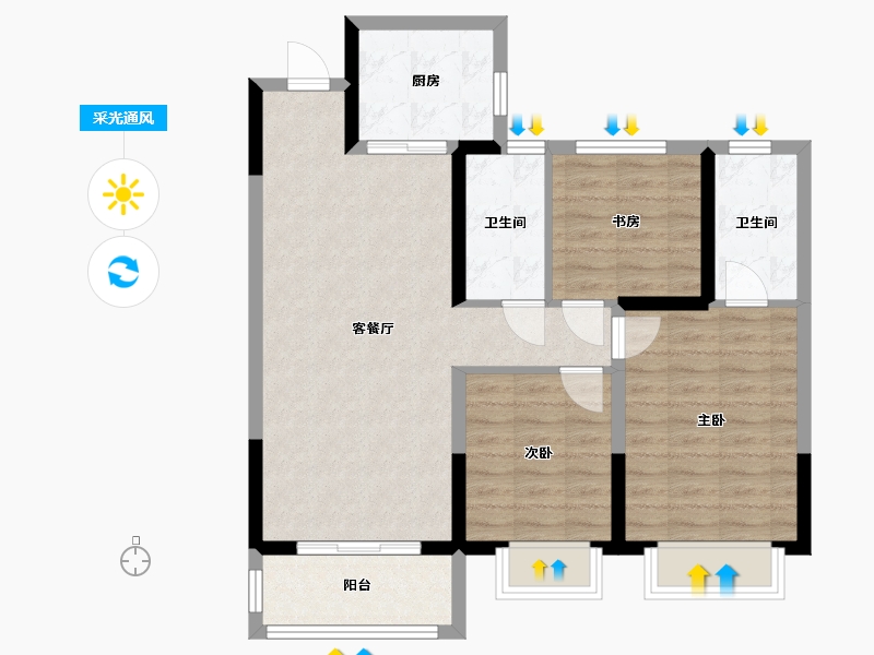 湖北省-武汉市-保利城七期云廷-81.15-户型库-采光通风