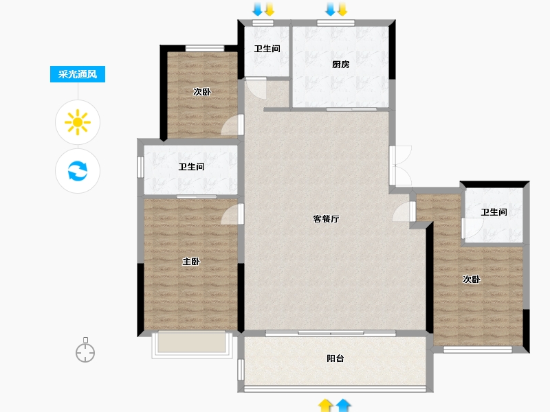 浙江省-宁波市-明湖怡府-138.25-户型库-采光通风