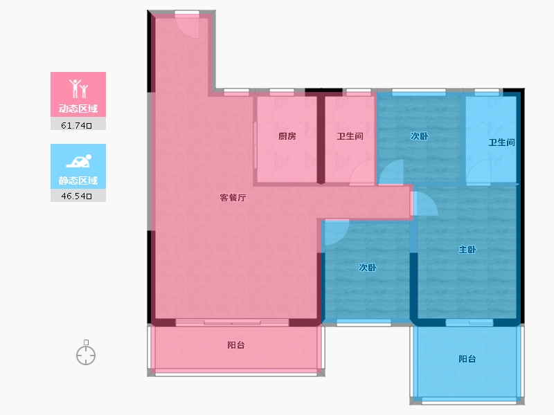 陕西省-西安市-金泰観棠樾-97.59-户型库-动静分区