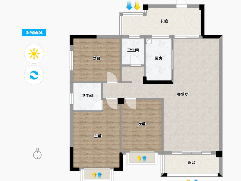 广西壮族自治区-南宁市-佳园小区-96.00-户型库-采光通风