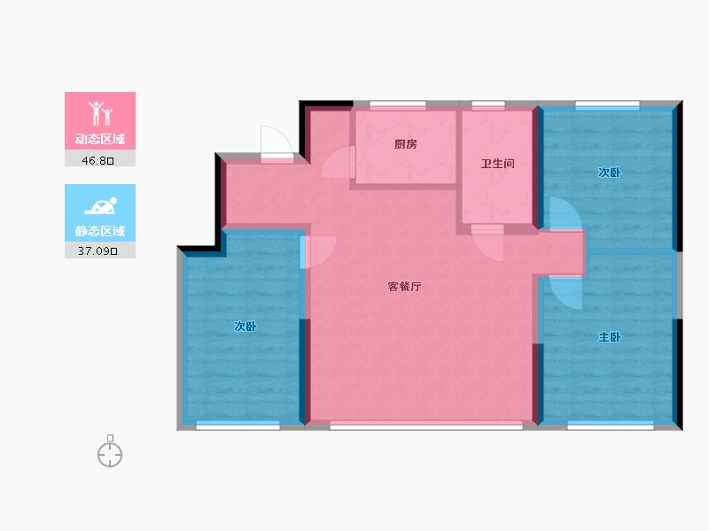 内蒙古自治区-赤峰市-银河湾B区-75.20-户型库-动静分区