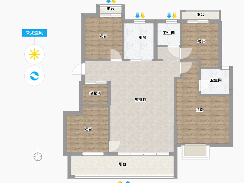 浙江省-杭州市-建发云熙-97.47-户型库-采光通风