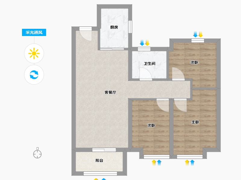 河北省-邢台市-青云府-63.91-户型库-采光通风