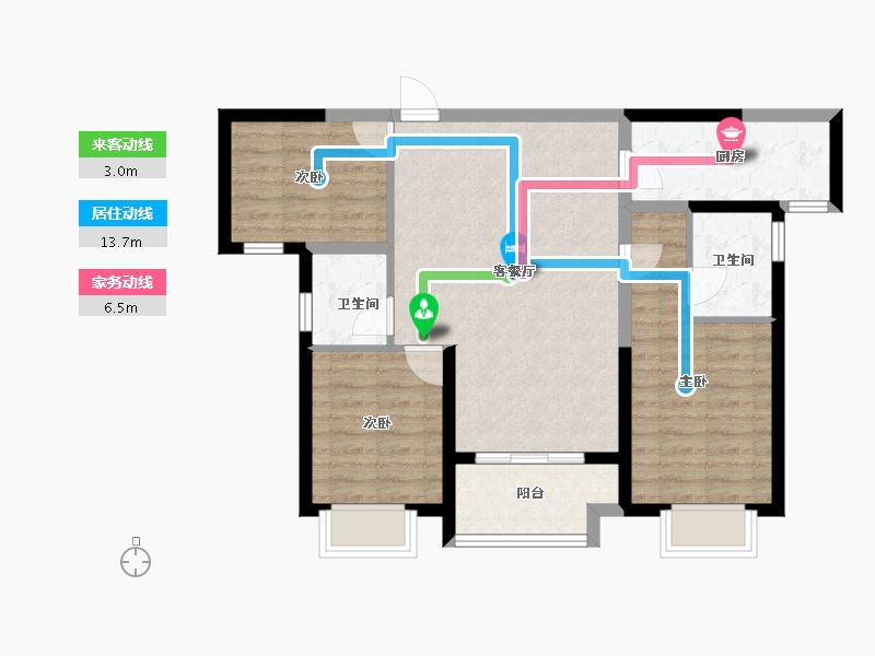 陕西省-西安市-万科·雁鸣湖-77.44-户型库-动静线