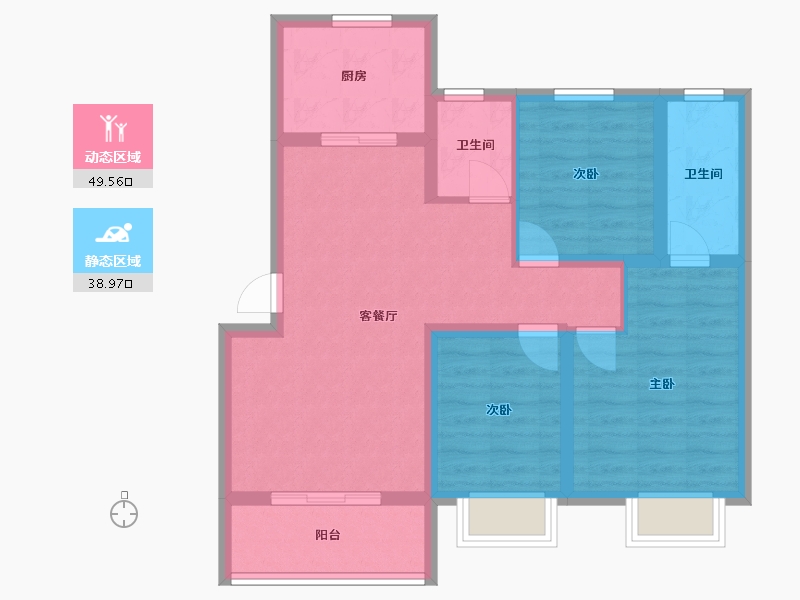 陕西省-西安市-万科·雁鸣湖-78.43-户型库-动静分区