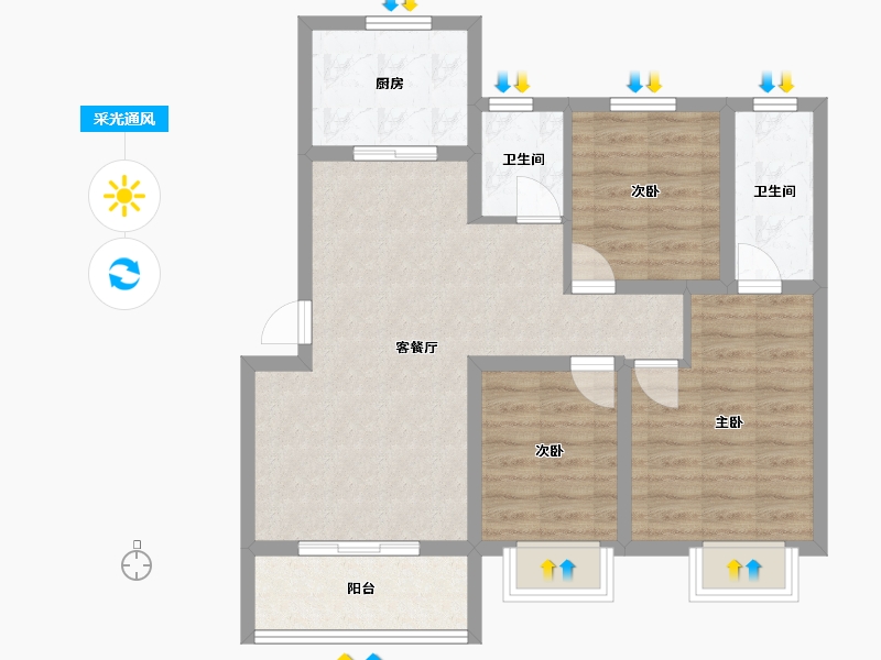 陕西省-西安市-万科·雁鸣湖-78.43-户型库-采光通风