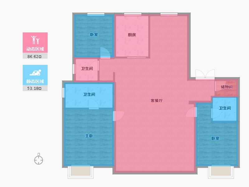 北京-北京市-招商玺-127.62-户型库-动静分区