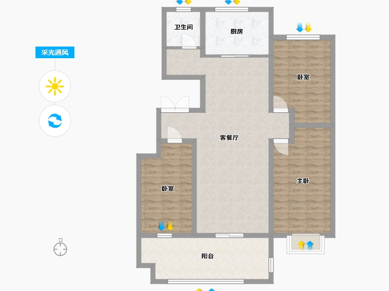 山东省-临沂市-世纪名筑东区-110.00-户型库-采光通风