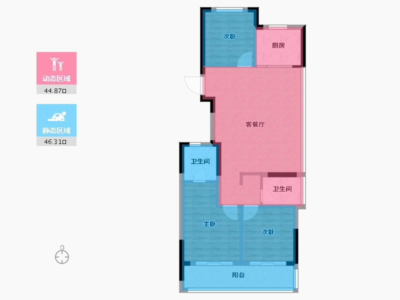 浙江省-杭州市-金地湖颂丹青府-82.40-户型库-动静分区