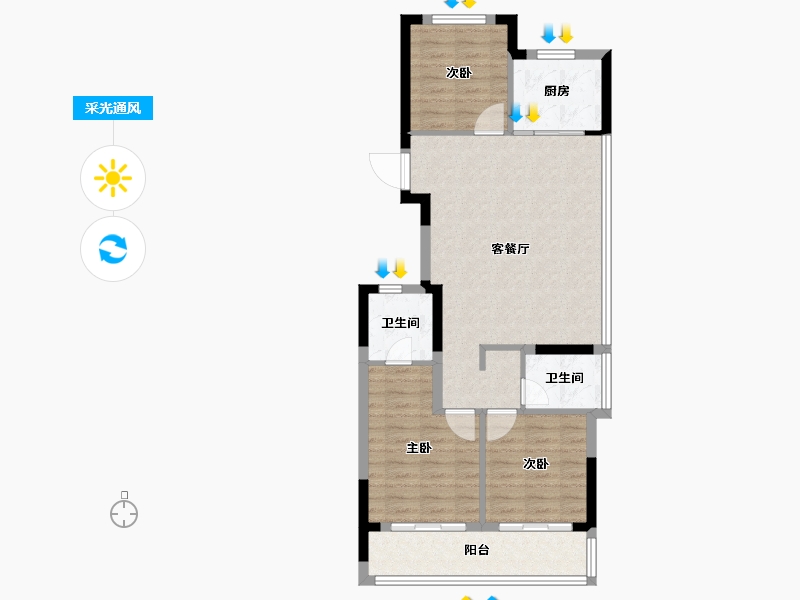 浙江省-杭州市-金地湖颂丹青府-82.40-户型库-采光通风