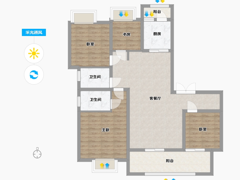 重庆-重庆市-佳兆业樾伴山-106.00-户型库-采光通风