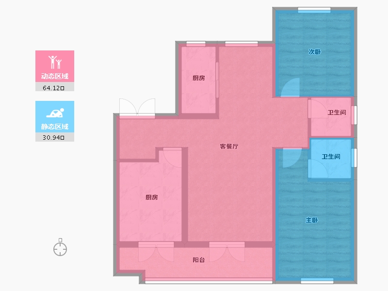 陕西省-榆林市-中和府-85.02-户型库-动静分区