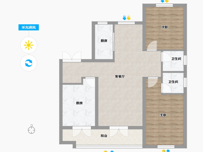 陕西省-榆林市-中和府-85.02-户型库-采光通风