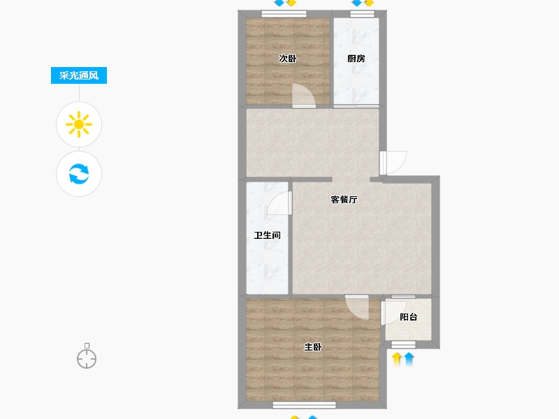 陕西省-西安市-丰禾小区-60.38-户型库-采光通风