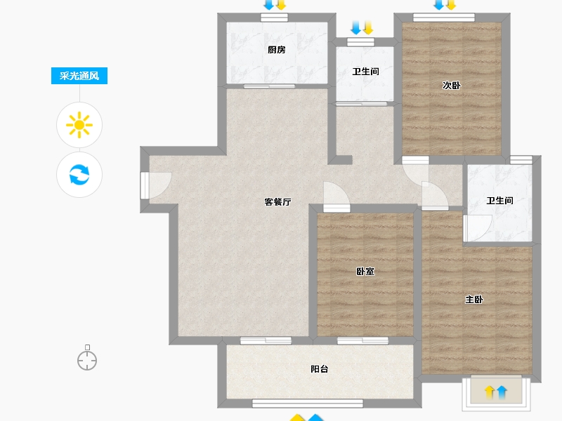 江苏省-苏州市-花语佳苑-104.00-户型库-采光通风