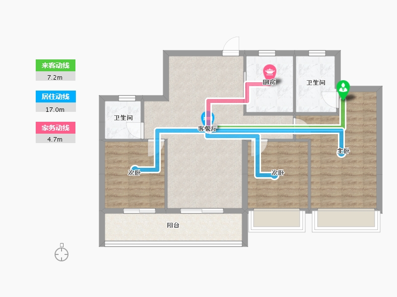 浙江省-杭州市-天阳湖与舍-80.00-户型库-动静线