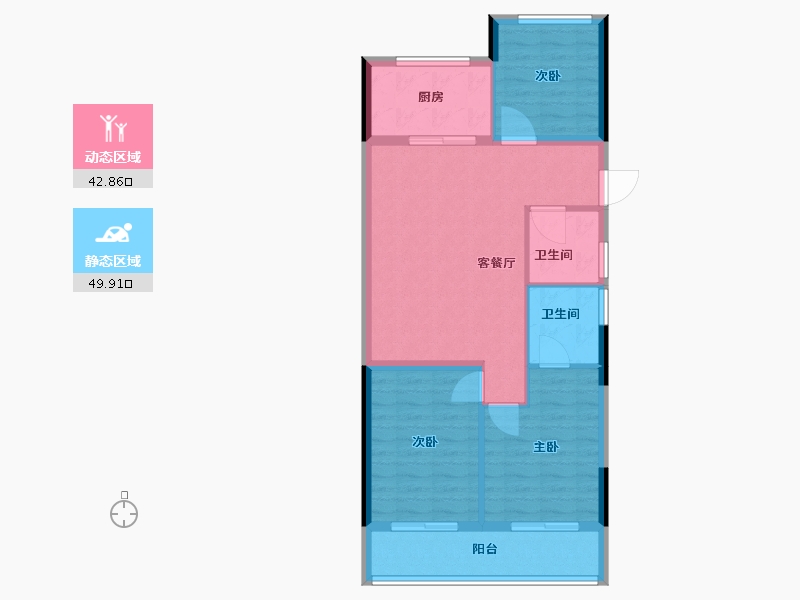 浙江省-杭州市-天阳湖与舍-84.00-户型库-动静分区