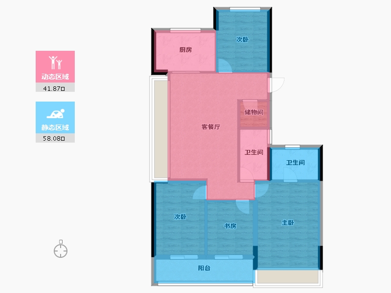 浙江省-杭州市-天阳湖与舍-89.82-户型库-动静分区