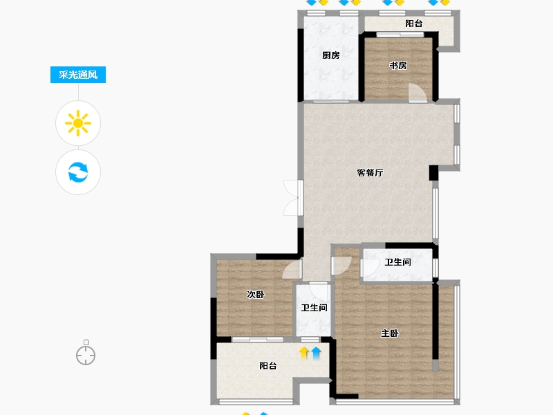 山东省-泰安市-文华园-122.40-户型库-采光通风